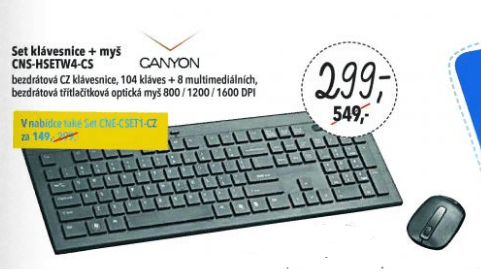 Set bezdrátové klávesnice a myši Canyon