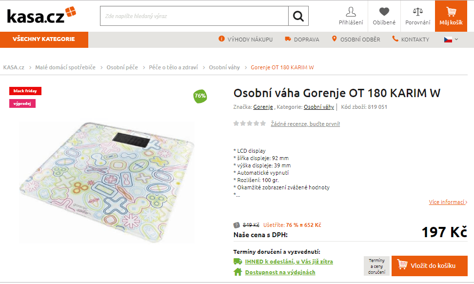 Osobní váha Gorenje OT 180 KARIM W