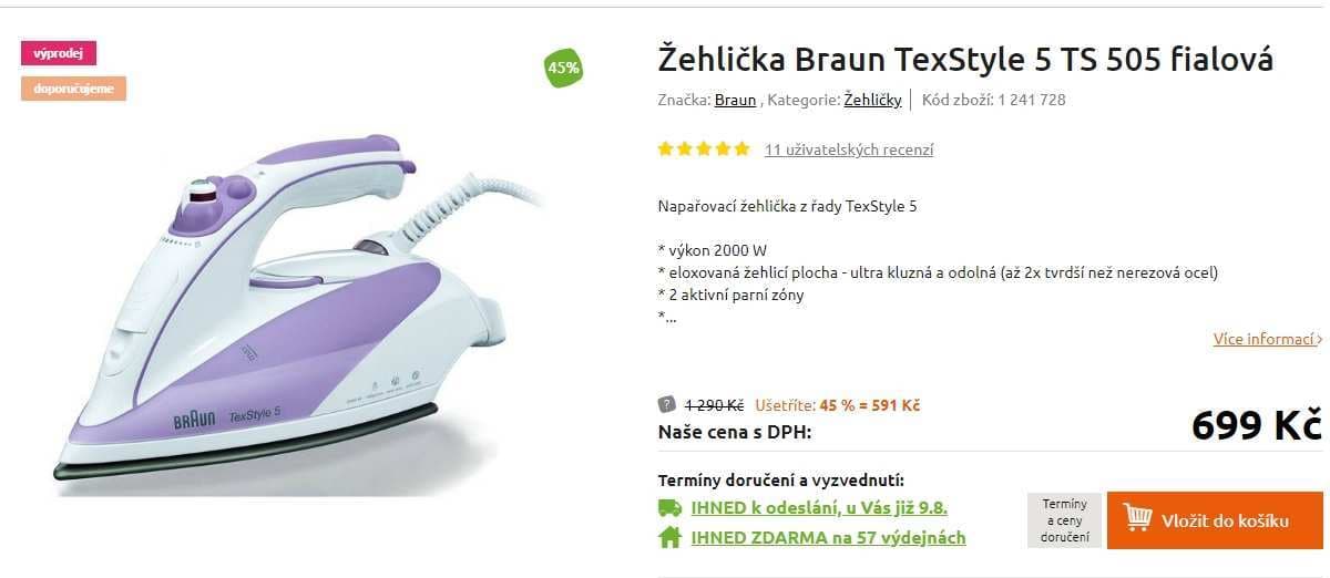 Napařovací žehlička Braun TexStyle 5