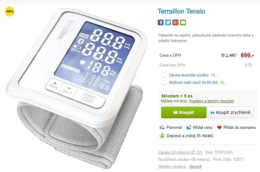 Chytrý tlakoměr Terraillon Tensio