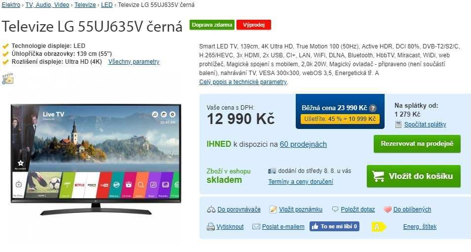 Ultra HD TV, HDR, Smart, 140cm, LG