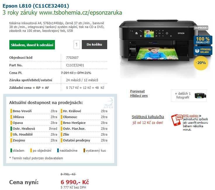 Inkoustová barevná tiskárna Epson