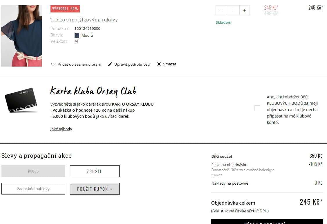 Extra sleva 30% na zlevněné trička a halenky