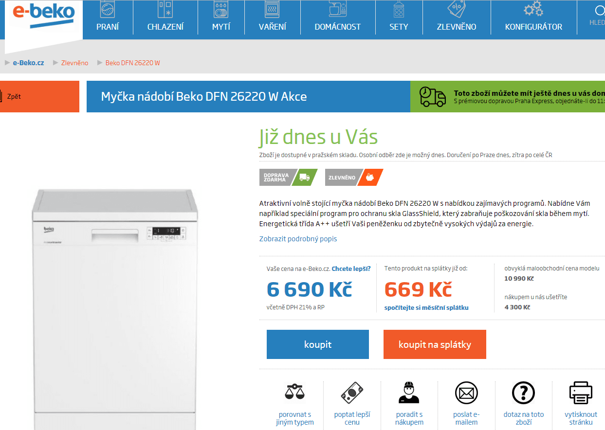 Myčka nádobí Beko, 12 sad, A++