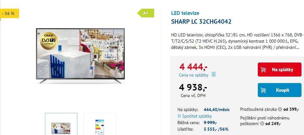 HD ready LED TV, 81 cm, T2, Sharp