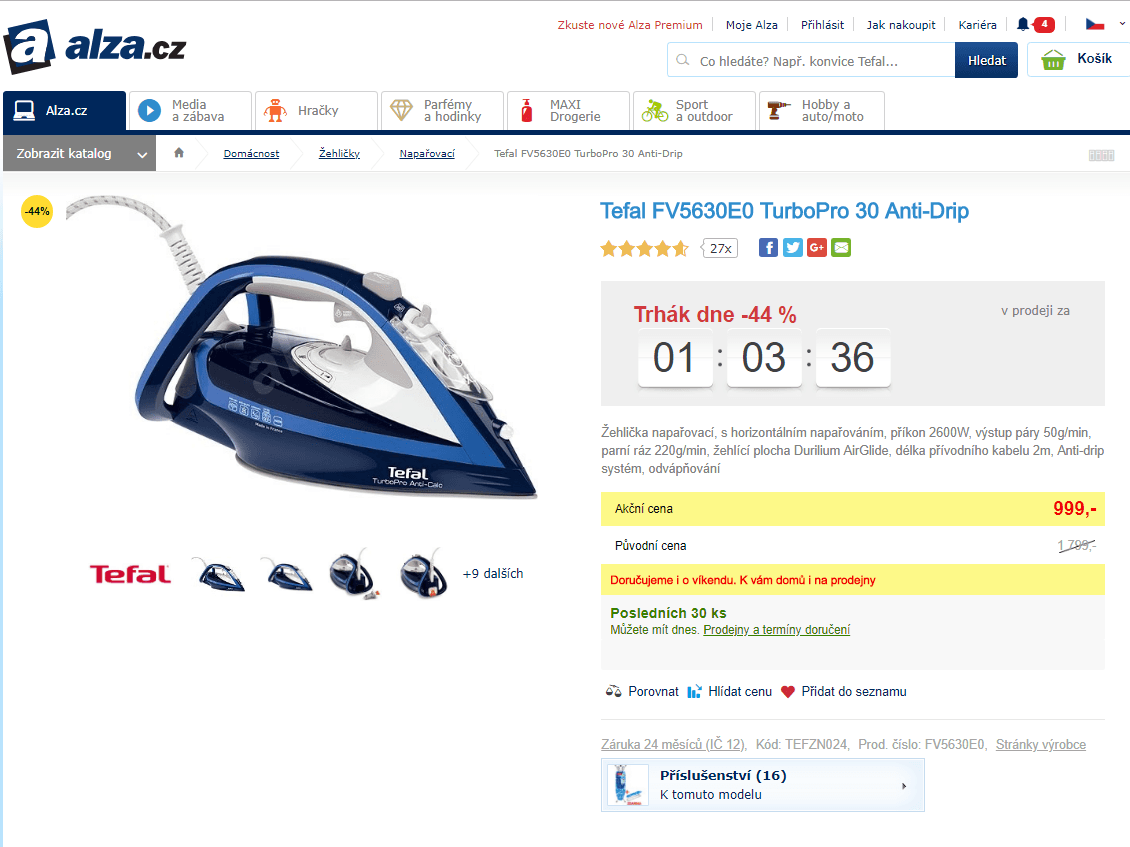 Žehlička Tefal TurboPro, FV 5335E0