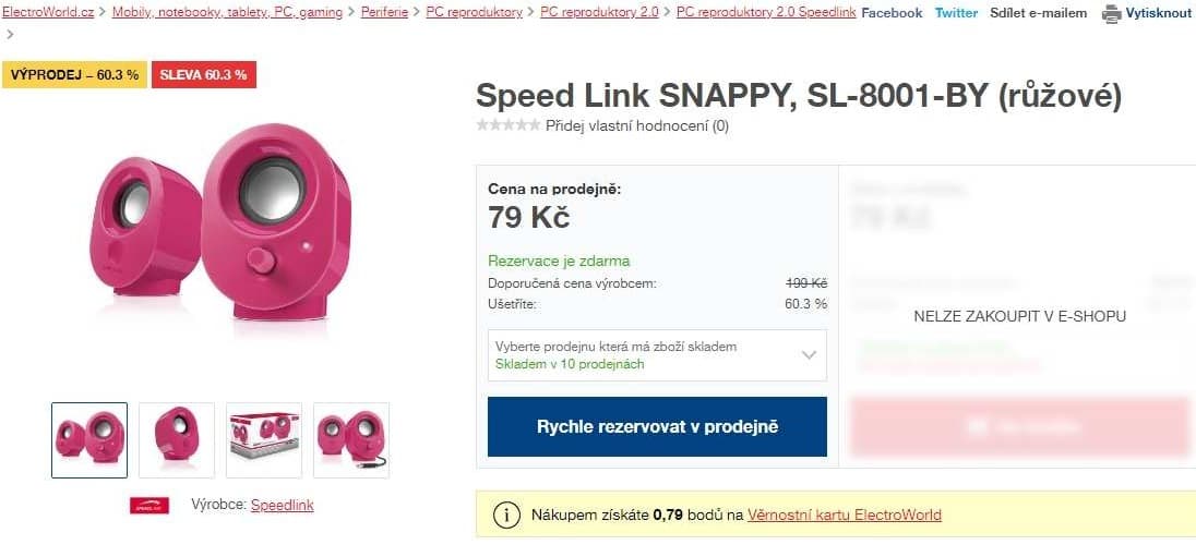 Stereo reproduktory Speed Link Snappy
