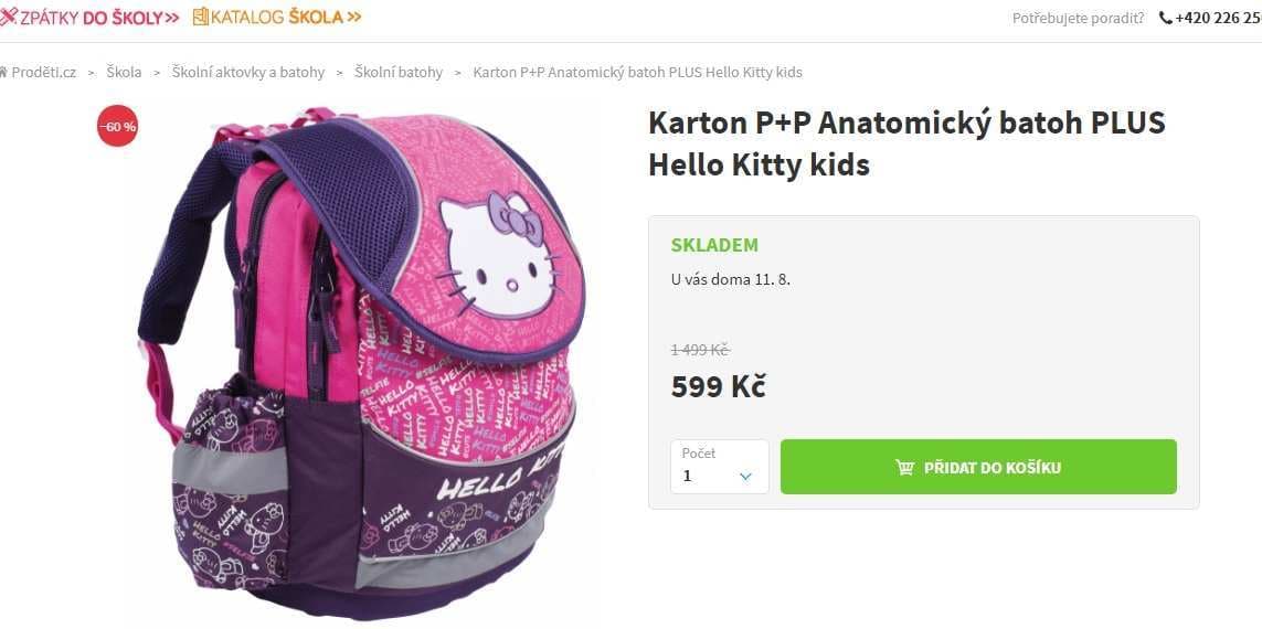 Školní batoh, 1.stupeň, Hello Kitty