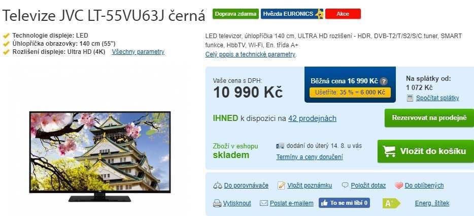 Ultra HD TV, HDR, Smart, 140cm, JVC