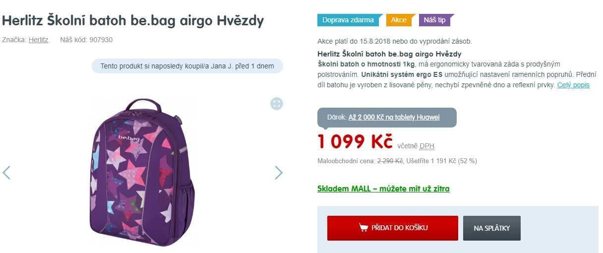 Batoh Herlitz Be.bag airgo, pevný