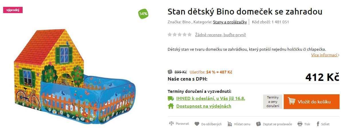 Domeček pro děti Bino Stan, 150x110 cm