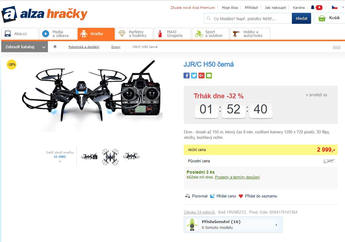 Dron JJR/C H50, 150m, 8 min, 3D flipy