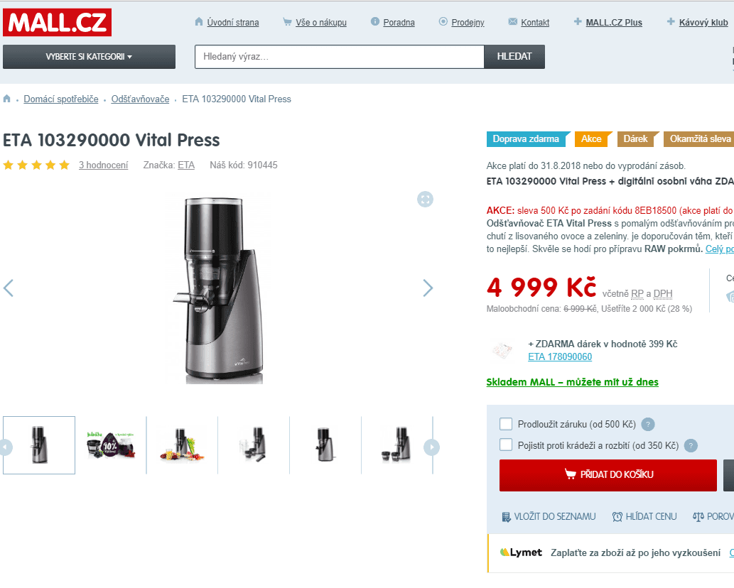 Pomalý odšťavňovač ETA Vital Press 