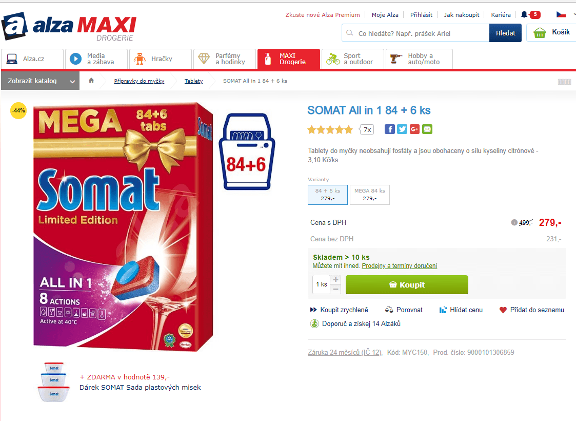 Tablety do myčky SOMAT All in 1 90 ks