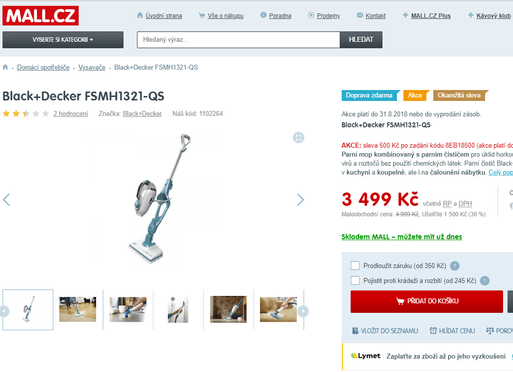 Parní mop / čistič Black&Decker 7v1