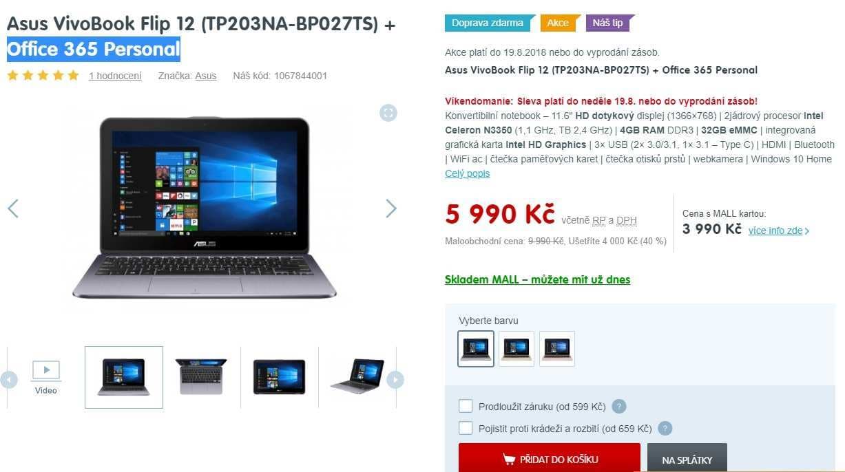 Asus, 2,4GHz, 4GB RAM, 11,6", dotyk