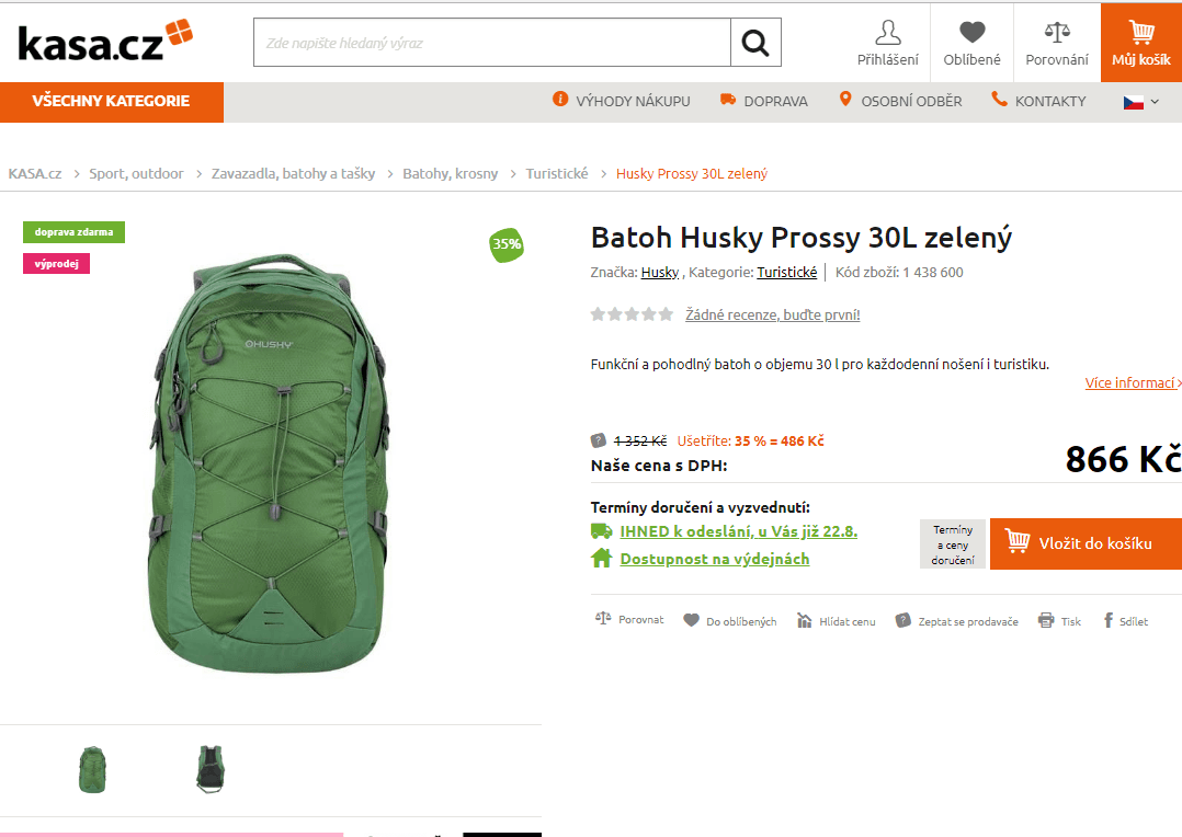Batoh Husky Prossy zelený 30l