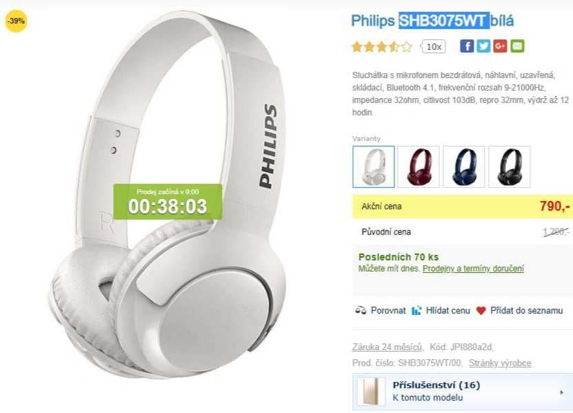 Bezdrátové sluchátka Philips 