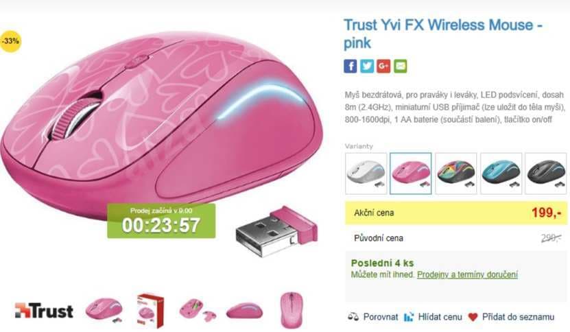 Bezdrátová myš Trust Yvi FX Wireless Mouse