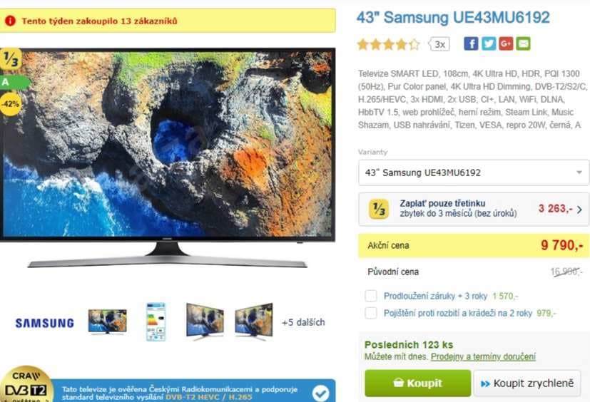 Ultra HD TV, HDR, Smart, 108cm, Samsung