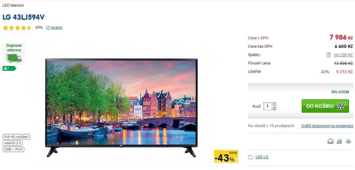 Full HD LED TV, Smart, 108 cm, LG