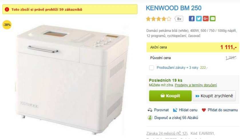 Domácí pekárna chleba Kenwood BM 250 