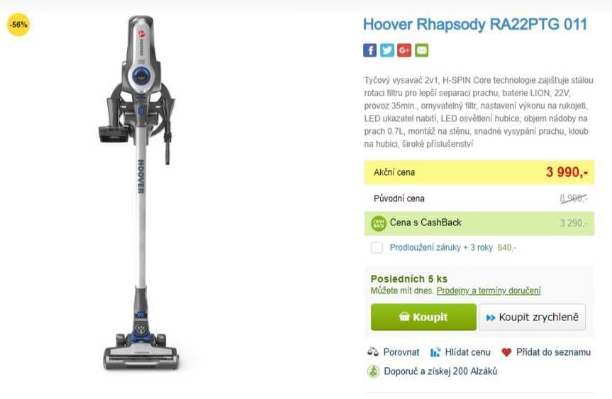Bezsáčkový aku vysavač Hoover Rhapsody 