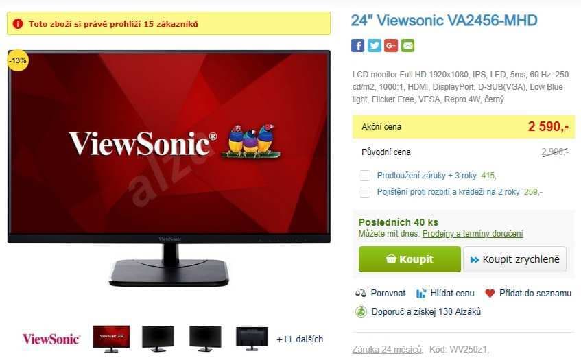 Full HD PC monitor ViewSonic, 24", repro