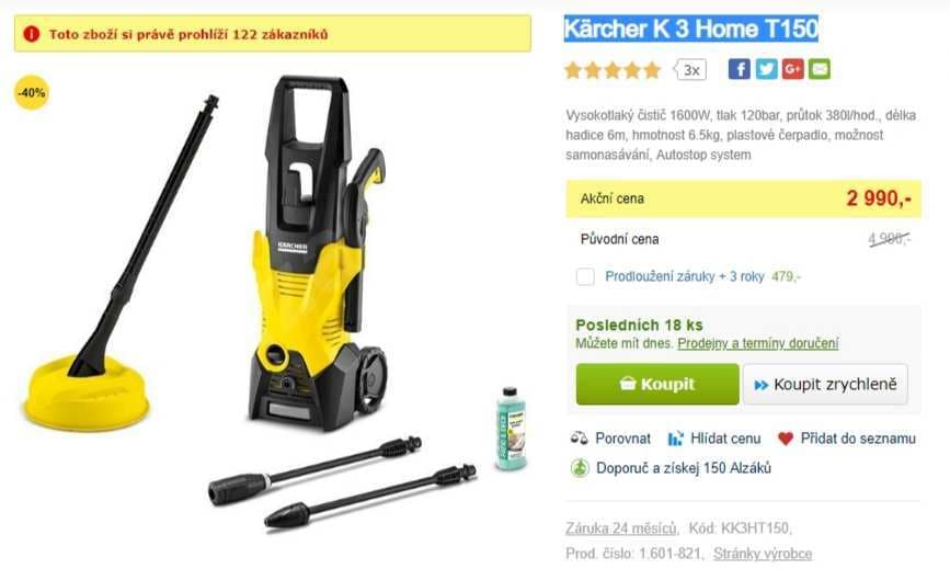 Vysokotlaký čistič Kärcher K 3 Home T150