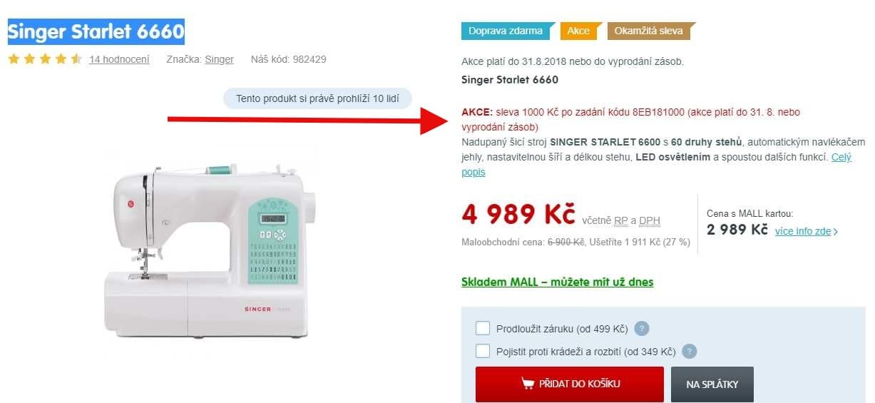 El. šicí stroj Singer Starlet 6660