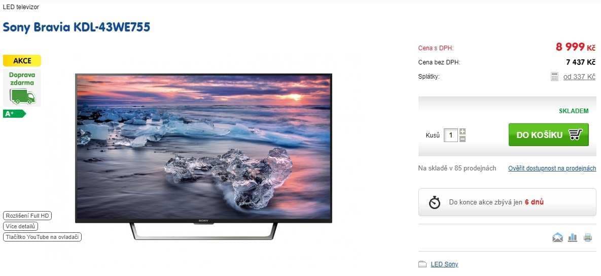 Full HD LED TV, Smart, 108cm, SONY