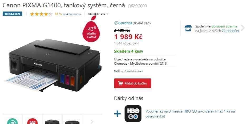 Barevná inkoustová tiskárna Canon Pixma