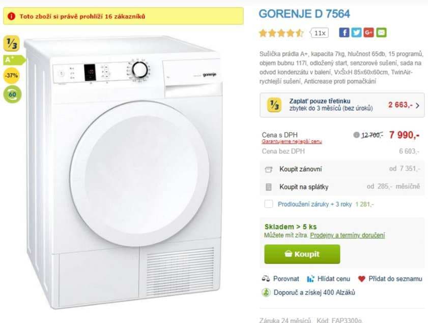 Sušička prádla Gorenje, 7 kg, A+