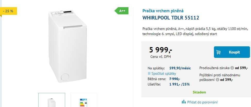 Whirlpool, 5,5 kg, 1100 ot., A++