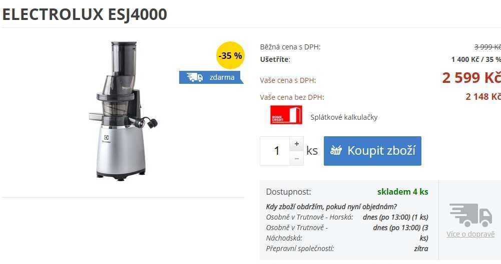 Nízkootáčkový odšťavňovač Electrolux 