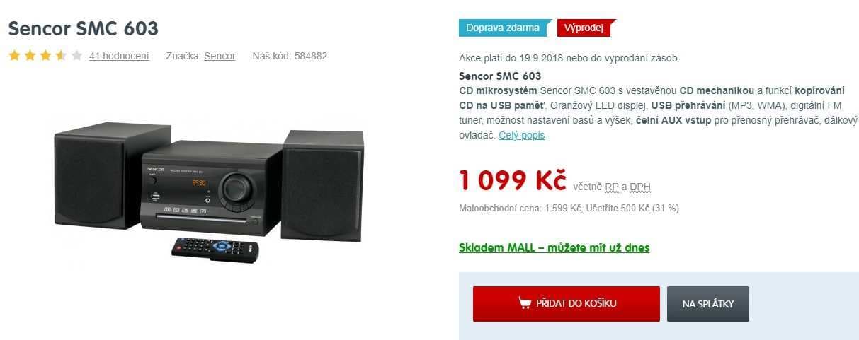 Mikrosystém s USB Sencor