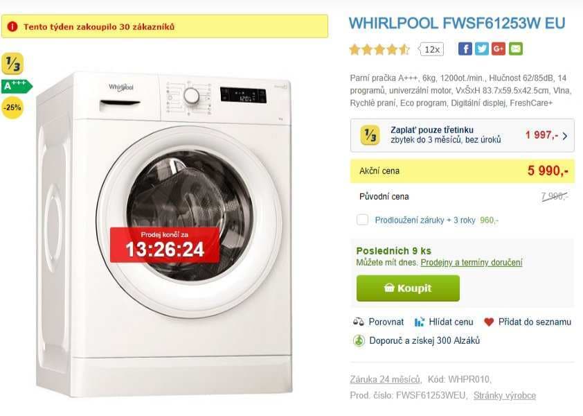 Whirlpool, 6kg, 1200 ot., PÁRA, A+++