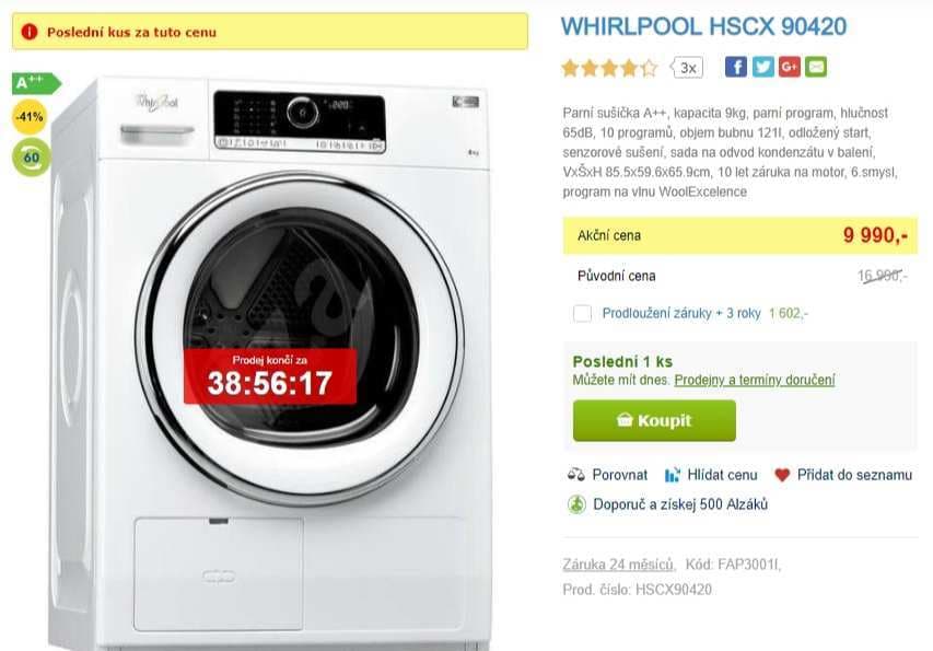 Kondenzační sušička Whirlpool, 9 kg, A++