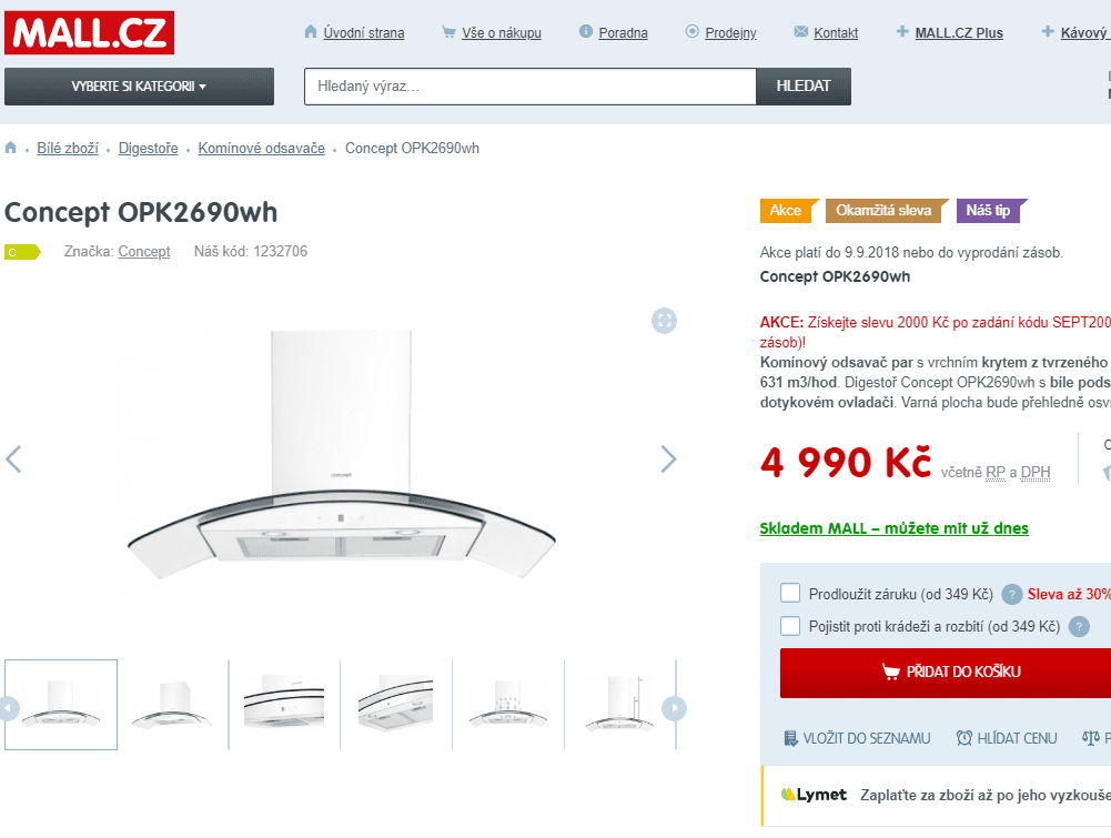 Komínová digestoř Concept OPK2690wh