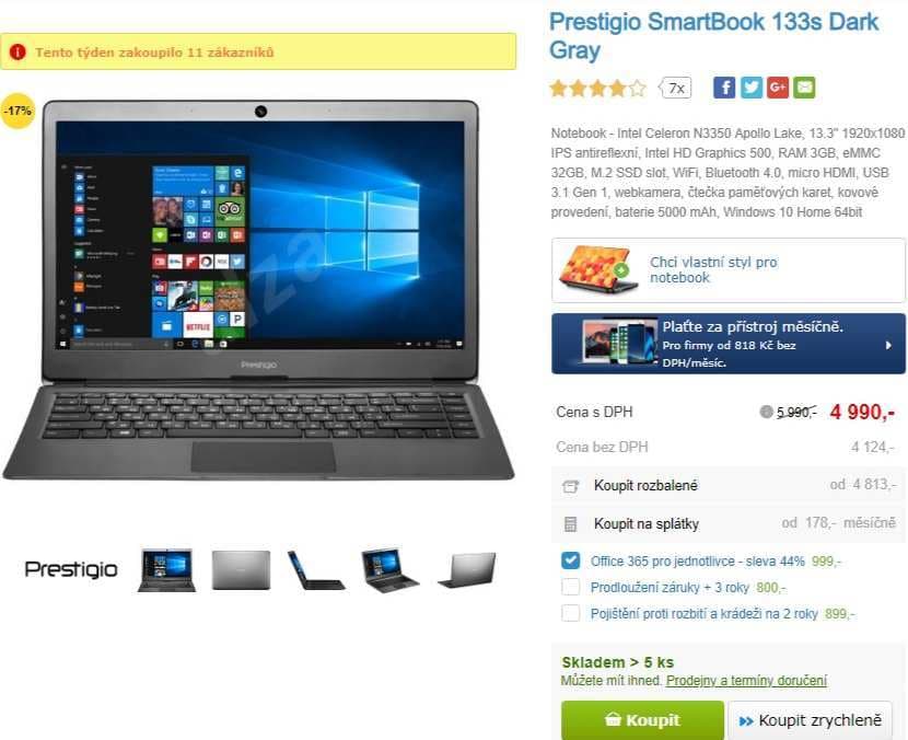Notebook Prestigio, 2,4GHz, 3GB RAM, 13,3"