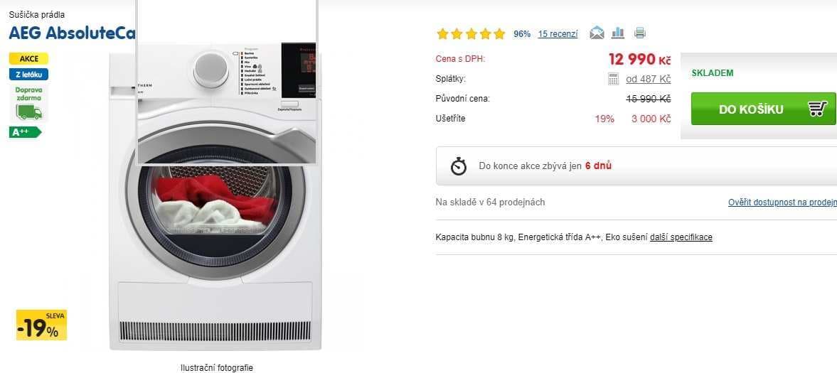 Kondenzační sušička AEG, 8kg, A++