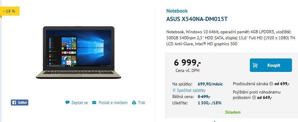 Asus, až 2,4GHz, 4GB RAM, 15,6"