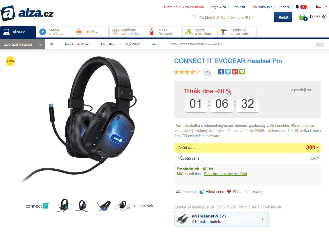 Herní sluchátka CONNECT IT EVOGEAR Headset Pro