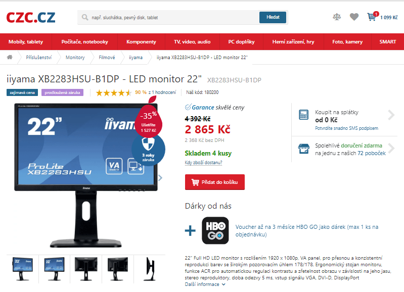 PC monitor IIyama, Full HD,  22"