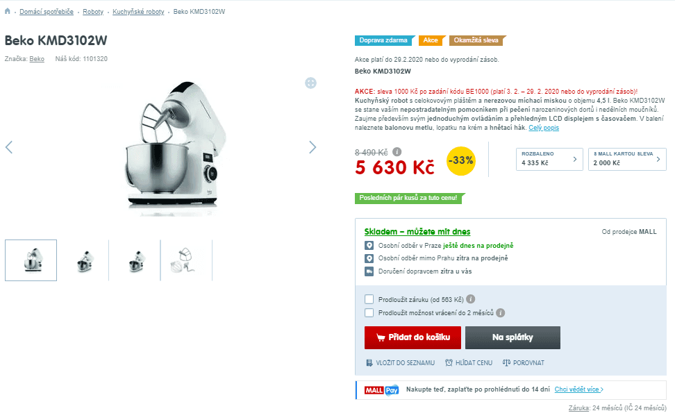 Kuchyňský robot Beko KMD3102W