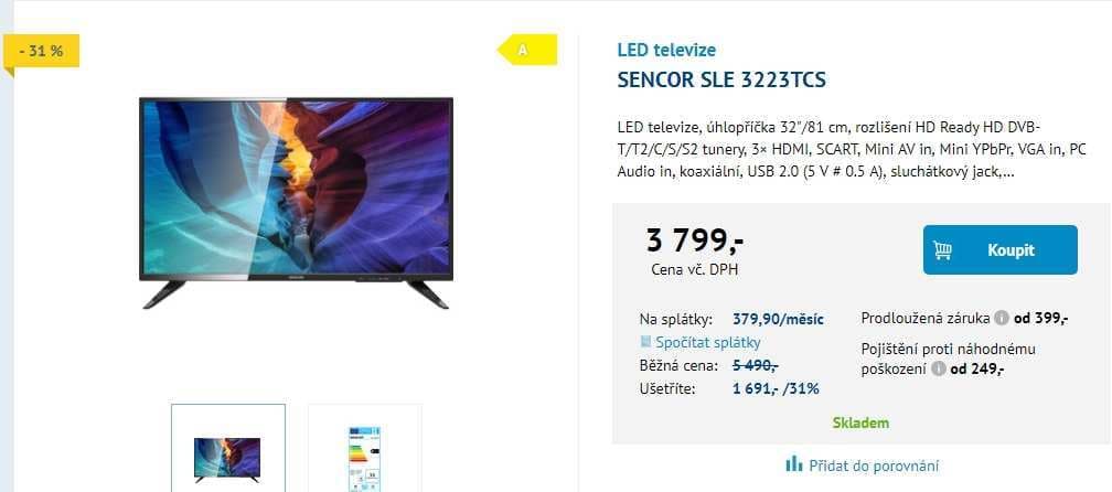 HD ready LED TV, 81 cm, Sencor