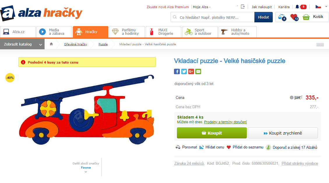 Vkládací puzzle - Velké hasičské puzzle