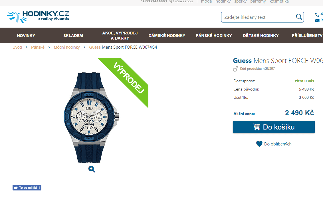 Pánské hodinky Guess Mens Sport Force