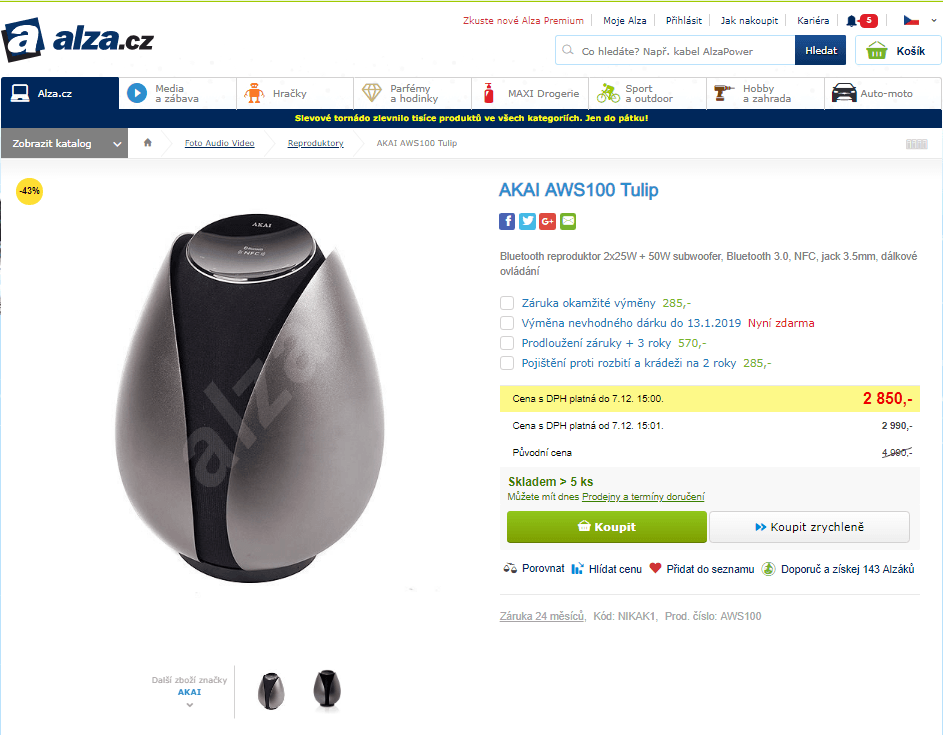 Bluetooth reprák Akai, 2x 25W, subwoofer, NFC