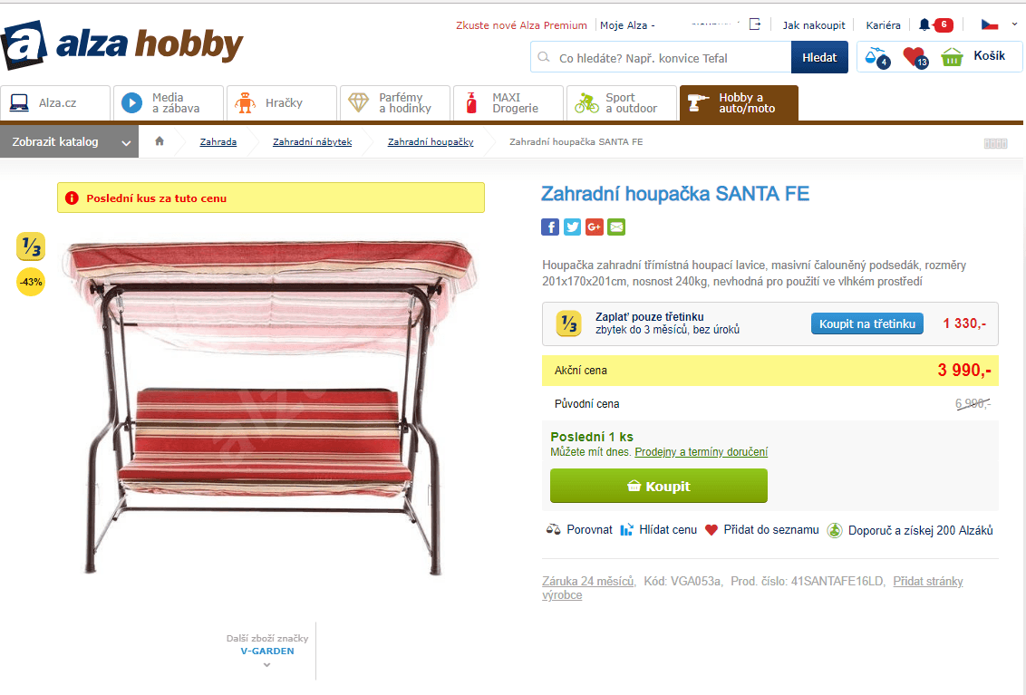 Zahradní houpačka SANTA FE